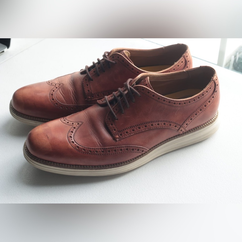 Cole Haan Original Grand Wingtip Oxford Woodbury-Ivory Sz 12M Office Career Prof